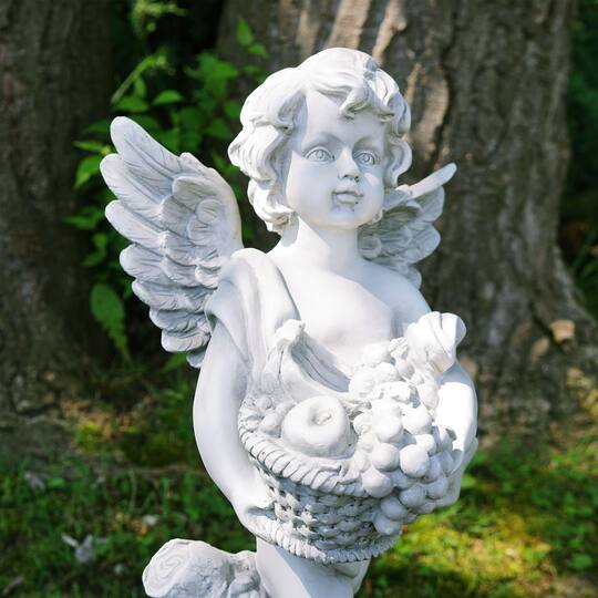 65cm Cherub Holding Apple Basket Statue Sculpture Ornament Home Garden Decor 